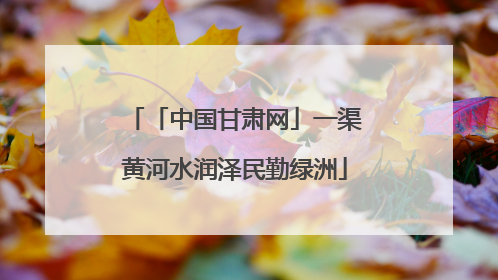 「中国甘肃网」一渠黄河水润泽民勤绿洲
