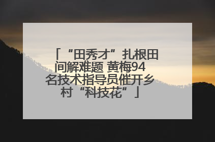 “田秀才”扎根田间解难题 黄梅94名技术指导员催开乡村“科技花”