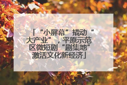 “小屏幕”撬动“大产业”，平原示范区微短剧“剧集地”激活文化新经济