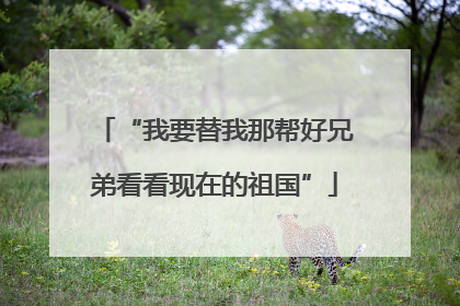 “我要替我那帮好兄弟看看现在的祖国”