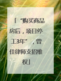 “购买商品房后，项目停工3年”，曾佳律师支招维权