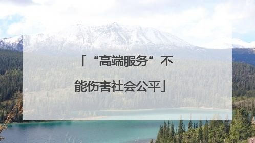 “高端服务”不能伤害社会公平