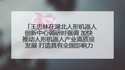王忠林在湖北人形机器人创新中心调研时强调 加快推动人形机器人产业高质量发展 打造具有全国影响力的研发创新基地