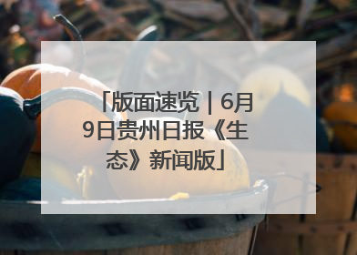 版面速览｜6月9日贵州日报《生态》新闻版
