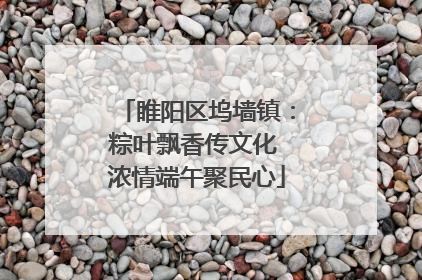 睢阳区坞墙镇：粽叶飘香传文化 浓情端午聚民心