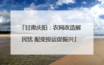 甘肃庆阳：农网改造解民忧 配变投运促振兴