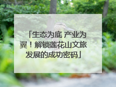 生态为底 产业为翼！解锁莲花山文旅发展的成功密码