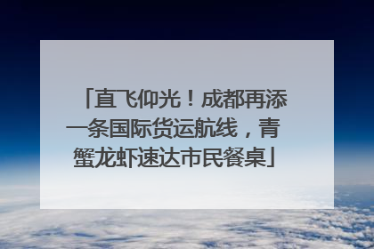 直飞仰光！成都再添一条国际货运航线，青蟹龙虾速达市民餐桌