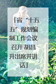 省“十五五”规划编制工作会议召开 胡昌升出席并讲话