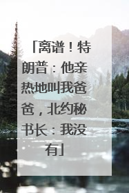 离谱！特朗普：他亲热地叫我爸爸，北约秘书长：我没有