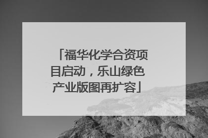 福华化学合资项目启动，乐山绿色产业版图再扩容