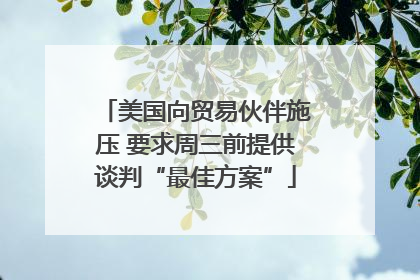 美国向贸易伙伴施压 要求周三前提供谈判“最佳方案”
