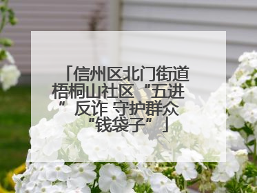 信州区北门街道梧桐山社区“五进”反诈 守护群众“钱袋子”