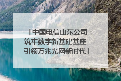 中国电信山东公司：筑牢数字新基建基座 引领万兆光网新时代