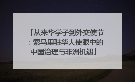 从来华学子到外交使节：索马里驻华大使眼中的中国治理与非洲机遇