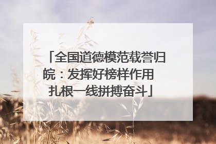 全国道德模范载誉归皖：发挥好榜样作用 扎根一线拼搏奋斗