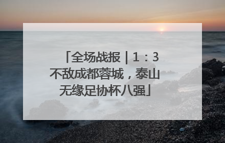 全场战报｜1：3不敌成都蓉城，泰山无缘足协杯八强