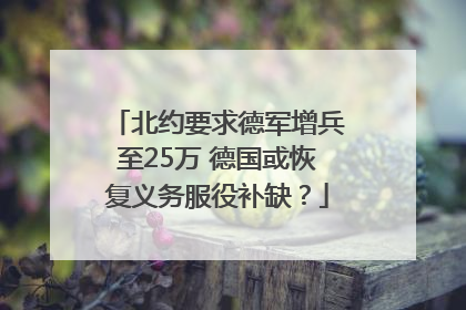 北约要求德军增兵至25万 德国或恢复义务服役补缺？