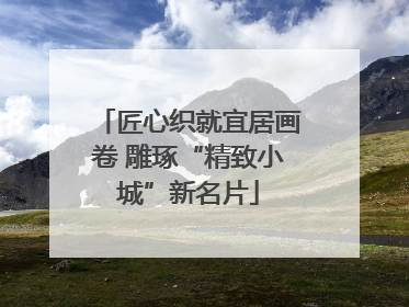 匠心织就宜居画卷 雕琢“精致小城”新名片