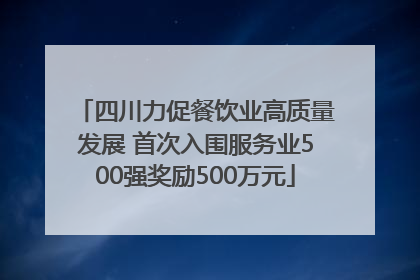四川力促餐饮业高质量发展 首次入围服务业500强奖励500万元