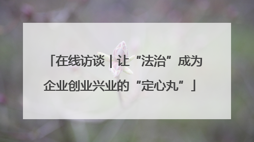 在线访谈｜让“法治”成为企业创业兴业的“定心丸”