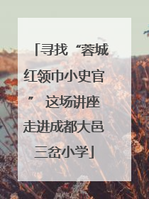 寻找“蓉城红领巾小史官” 这场讲座走进成都大邑三岔小学