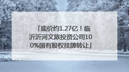 底价约1.27亿！临沂沂河文旅投资公司100%国有股权挂牌转让