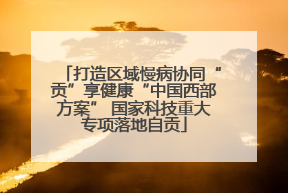 打造区域慢病协同“贡”享健康“中国西部方案” 国家科技重大专项落地自贡
