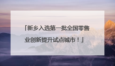 新乡入选第一批全国零售业创新提升试点城市！