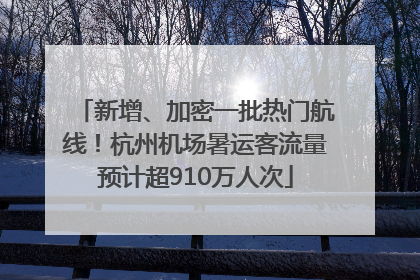 新增、加密一批热门航线！杭州机场暑运客流量预计超910万人次