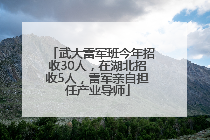 武大雷军班今年招收30人，在湖北招收5人，雷军亲自担任产业导师