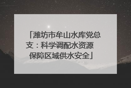 潍坊市牟山水库党总支：科学调配水资源 保障区域供水安全