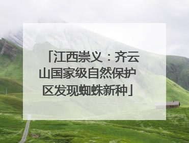 江西崇义：齐云山国家级自然保护区发现蜘蛛新种