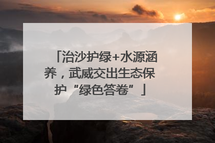 治沙护绿+水源涵养，武威交出生态保护“绿色答卷”