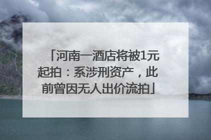 河南一酒店将被1元起拍：系涉刑资产，此前曾因无人出价流拍