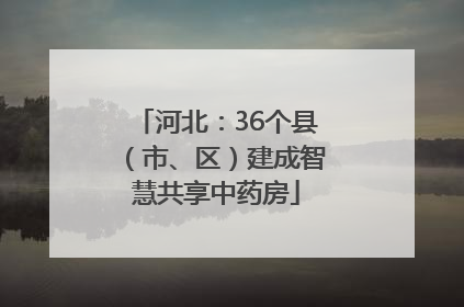 河北：36个县（市、区）建成智慧共享中药房