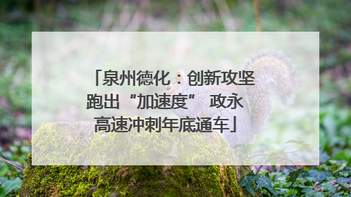 泉州德化：创新攻坚跑出“加速度” 政永高速冲刺年底通车