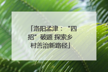 洛阳孟津：“四招”破题 探索乡村善治新路径