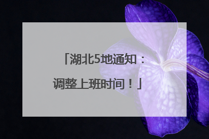 湖北5地通知：调整上班时间！