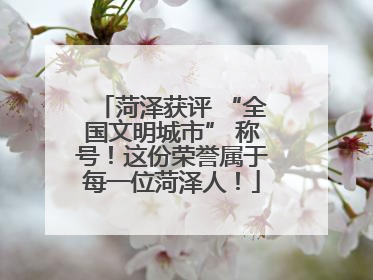 菏泽获评 “全国文明城市” 称号！这份荣誉属于每一位菏泽人！