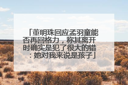 董明珠回应孟羽童能否再回格力，称其离开时确实是犯了很大的错：她对我来说是孩子