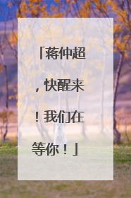 蒋仲超，快醒来！我们在等你！