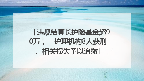 违规结算长护险基金超90万，一护理机构8人获刑、相关损失予以追缴