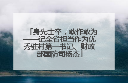 身先士卒，敢作敢为——记全省担当作为优秀驻村第一书记、财政部国防司杨杰