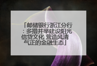 邮储银行浙江分行：多措并举建设阳光信贷文化 营造风清气正的金融生态
