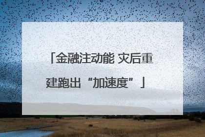 金融注动能 灾后重建跑出“加速度”