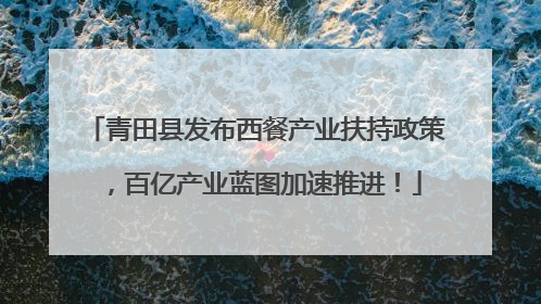 青田县发布西餐产业扶持政策，百亿产业蓝图加速推进！