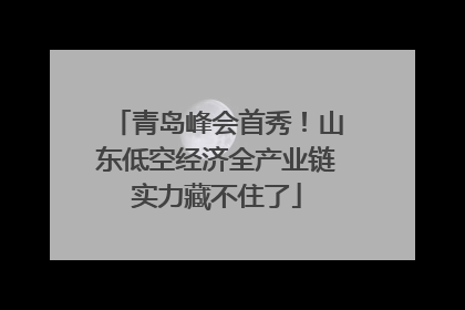青岛峰会首秀！山东低空经济全产业链实力藏不住了