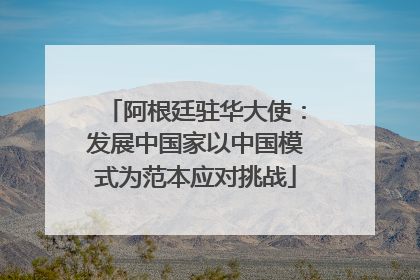 阿根廷驻华大使：发展中国家以中国模式为范本应对挑战