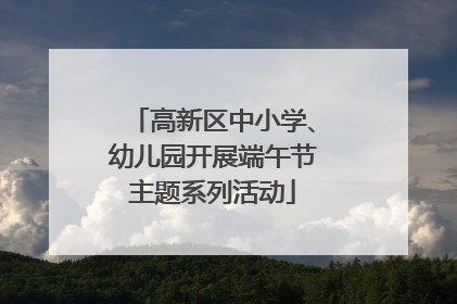 高新区中小学、幼儿园开展端午节主题系列活动